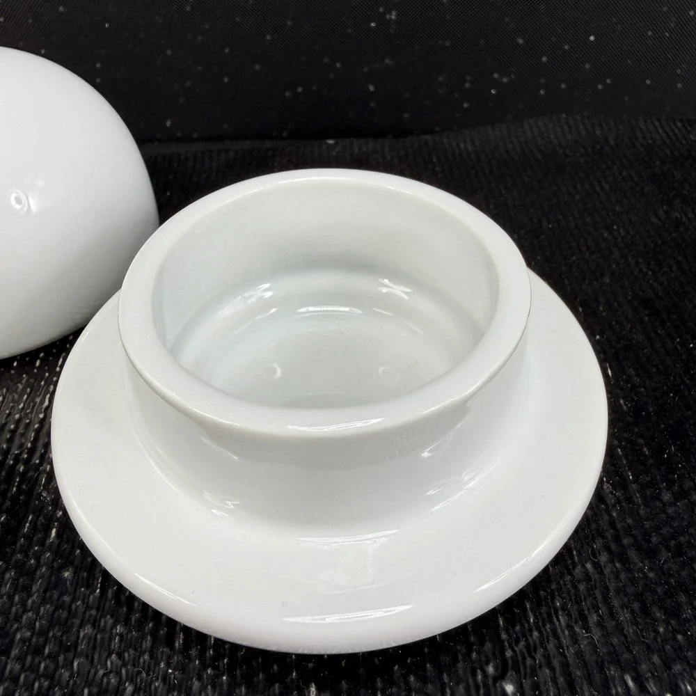 Pier 1 White Ceramic Mini Cloche Caviar Butter Dish Individual Serving Domed Lid